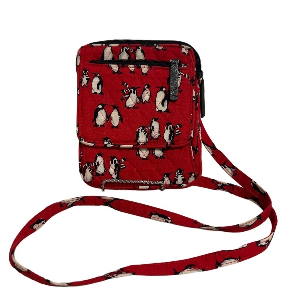 Vera Bradley Playful Penguins Red
& Gray Cozy Pants, Mini Hipster & Lug Tag Set - Picture 12 of 15